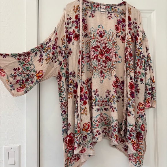 Bila Multicolor Floral Flowy Boho Open Cardigan Blouse - Picture 2 of 9